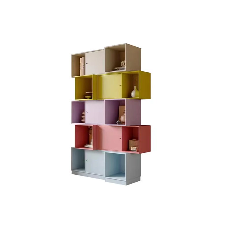 Bibliothèque italienne de style minimaliste, Beige multicolore