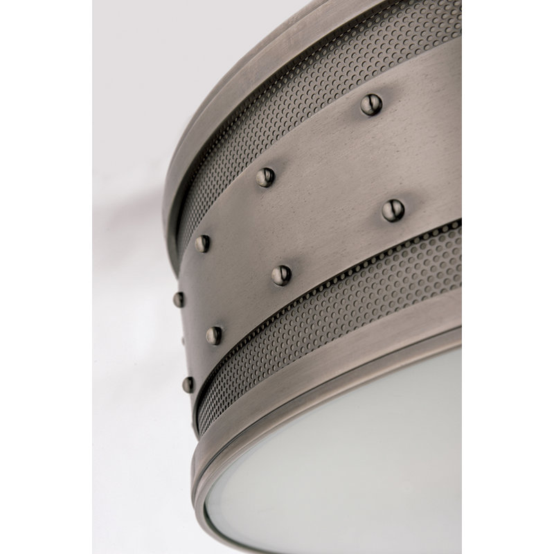 Historic Nickel 3-Light Drum Pendant with Glass Shade