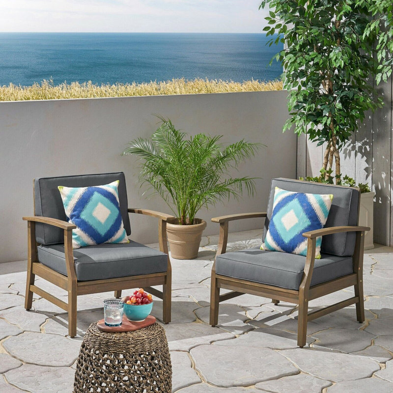 Ensemble de 2 fauteuils club, Gris foncé, Gris foncé