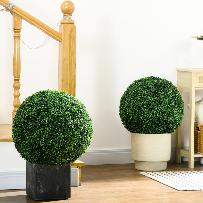 Stable 19,75 po, deux boules d'arbre pour le bureau et la maison, 2 plantes d'intérieur en plastique