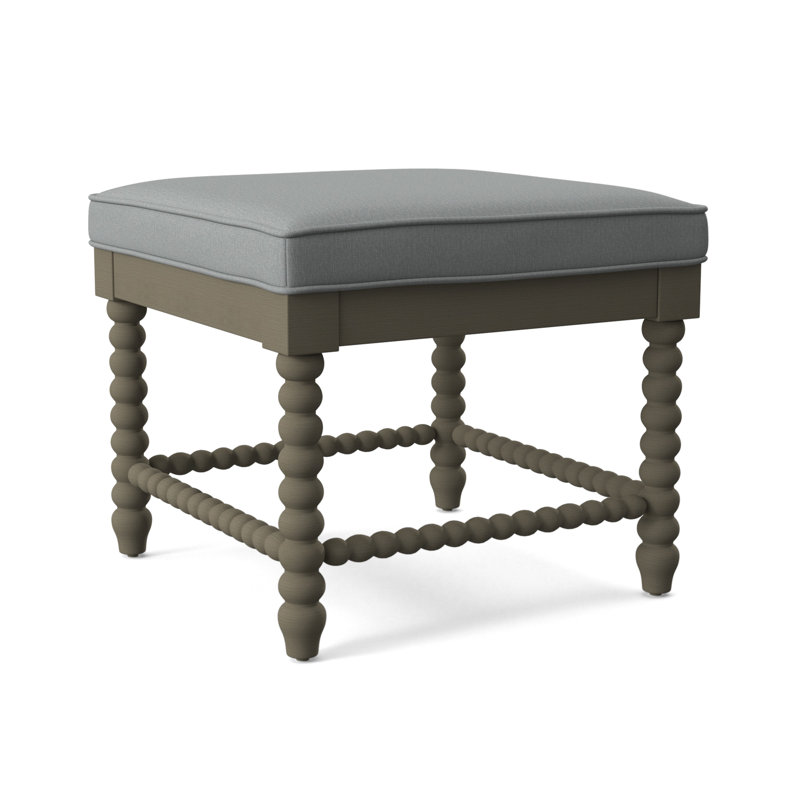 Lind Island Upholstered Bench, Sunbrella Beige Pinstripe; 6205-74, Stone Hearth Finish