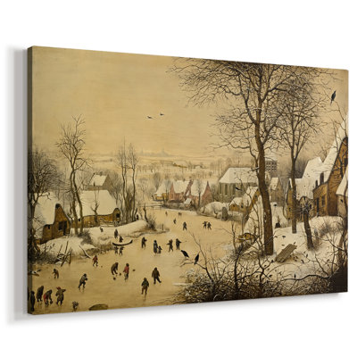 Paysage hivernal avec patineurs et piège à oiseaux-Pierre Bruegel l'Ancien-Toile tendue avec châssis-1565