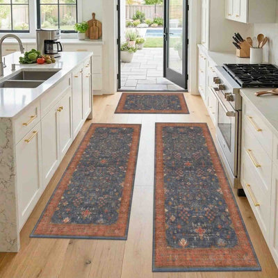 Tapis de cuisine antidérapant lavable à la machine (ensemble de 3)
