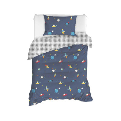 Ensemble de housse de couette 100% coton Argyle bleu foncé / blanc / jaune