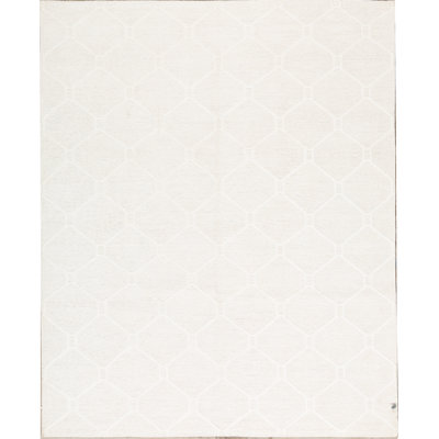 Cotton Geometric Area Rug in Ivory