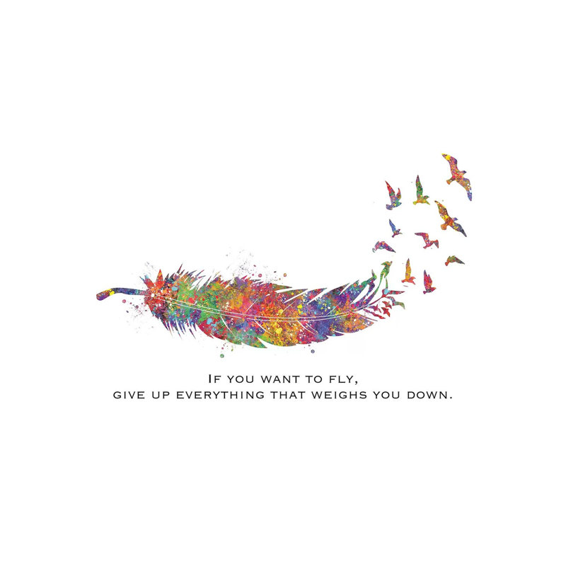 «Feather Quote Landscape», impression sur toile tendue, H 26 po x l 40 po x 1,5 po