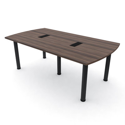 6 Person Arc Rectangle Conference Table With Metal T-Legs | Harmony Series | Modern Boardroom Table | Matte Silver Base | Meeting Tables For Offices, Training Rooms, And Homes | White