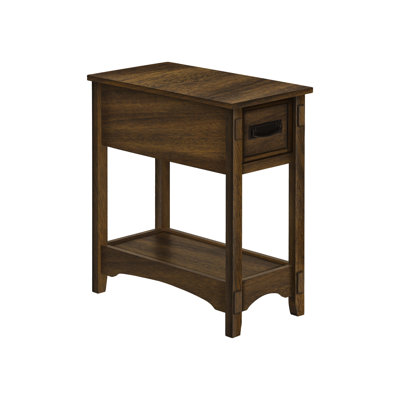 2 Tier Accent Table, Brown Veneer, Space Saving Storage, 21.62 In. X 11.93 24.24 In., Walnut, End Table With Black Handle, Tall, Walnut Color,