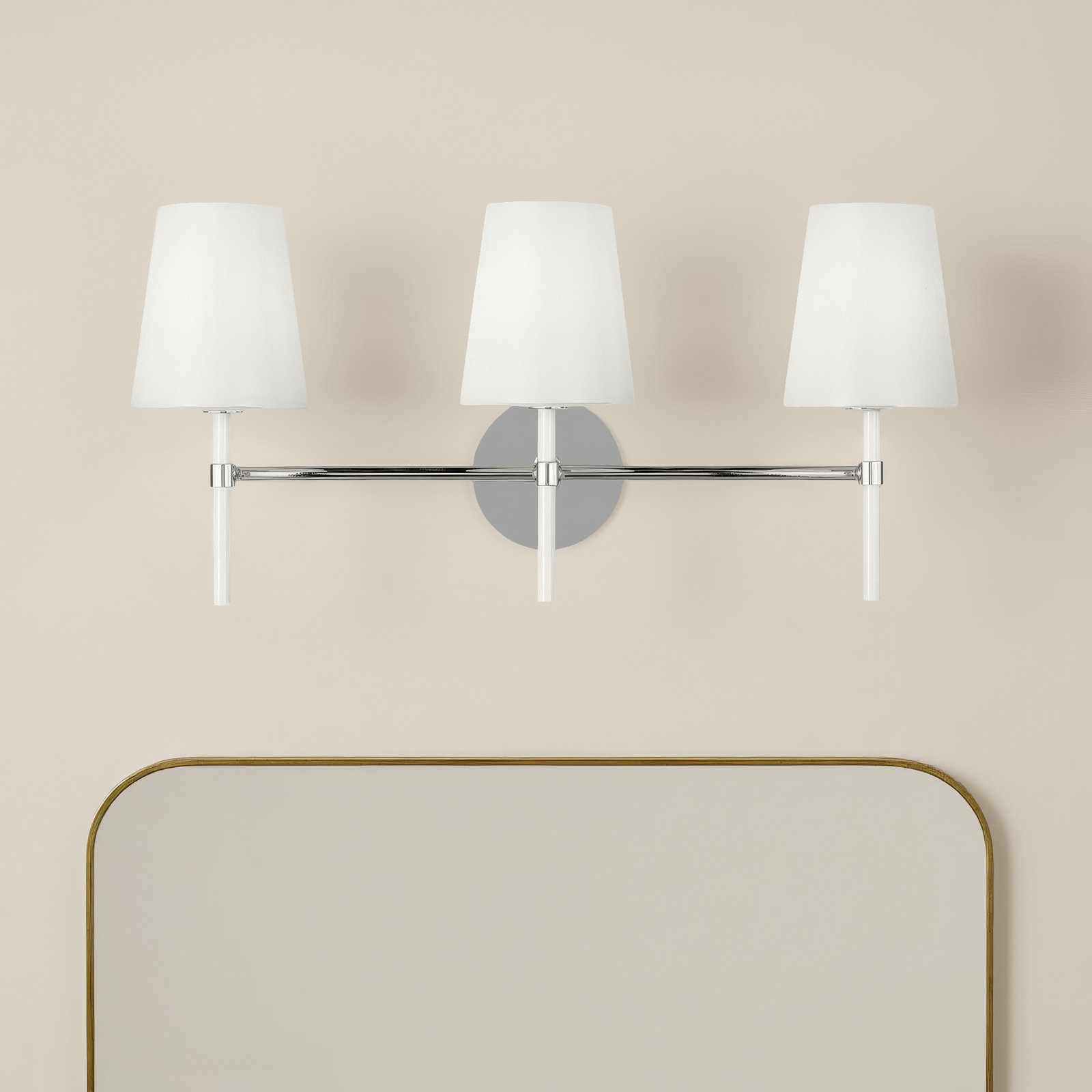 3 Light Frosted Dimmable Vanity Light, Polished Nickel