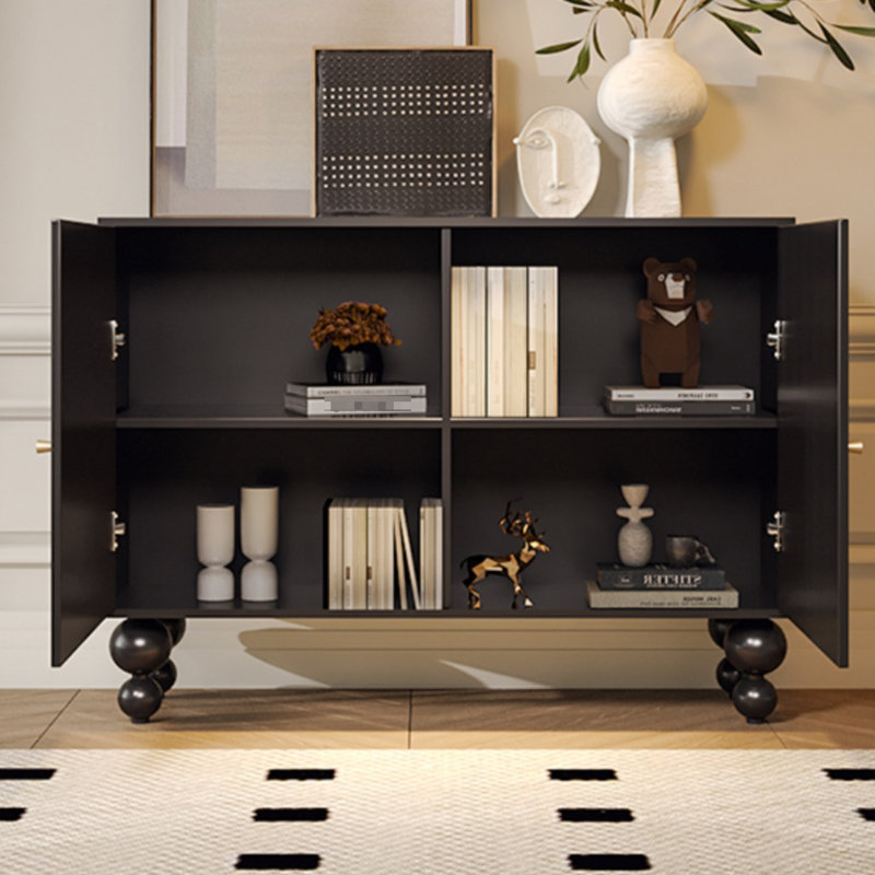 Armoire d'appoint en bois massif durable et solide, Noir