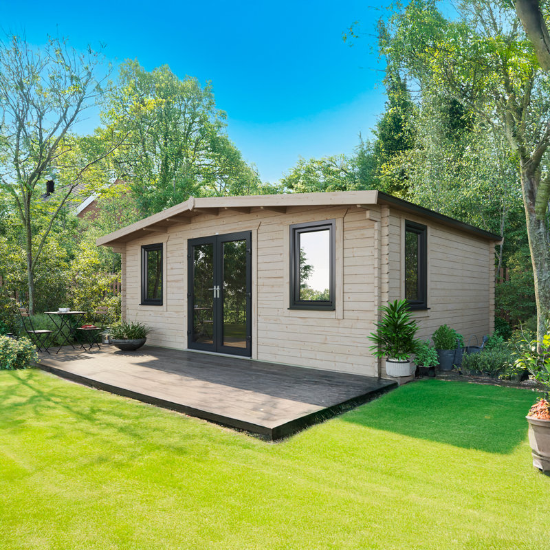 Powersheds 16 x 20ft Chalet Log Cabin, Doors Central - 44mm