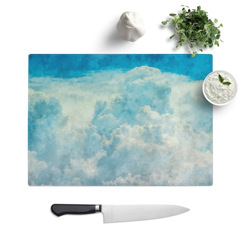 Tempered Glass the Crisp Clouds Chopping Board, 20 cm x 28.5 cm