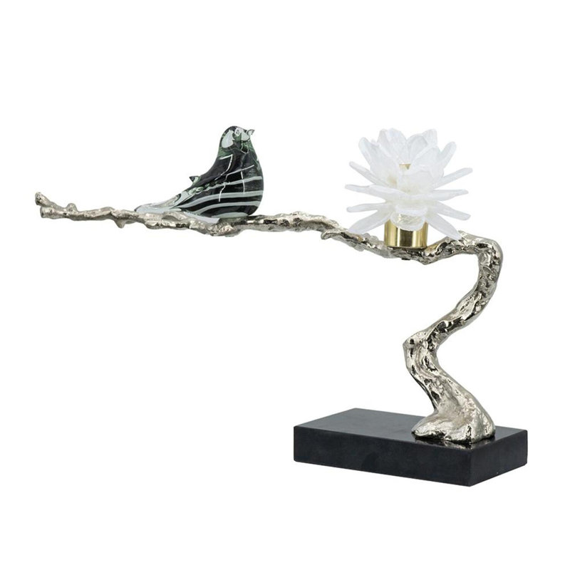 Jousha Birds Figurines & Sculptures, Silver/Black