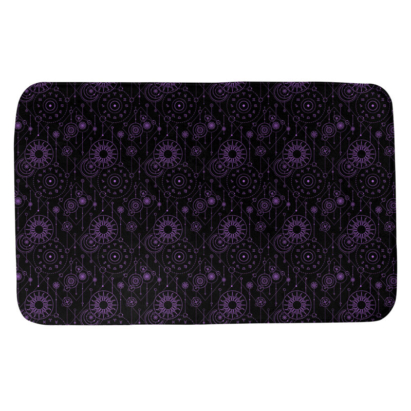 Tapis pour salle de bain astrologie Leffel, l 21 po x L 34 po, Noir / Mauve