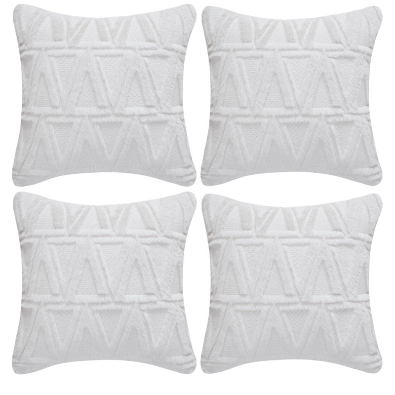 Housse de coussin décoratif en fausse fourrure 18 po , Blanc