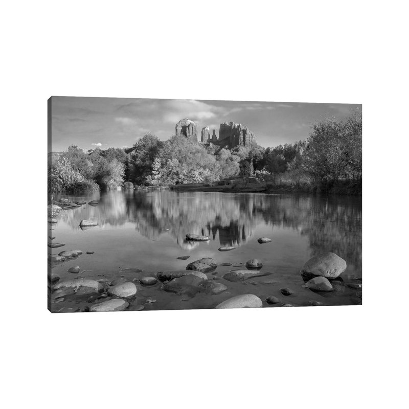 Cathedral Rock Reflected in Oak Creek at Red Rock Crossing, Red Rock State Park Near Sedona, Arizona 1 Piece Wrapped Canvas Wall Art