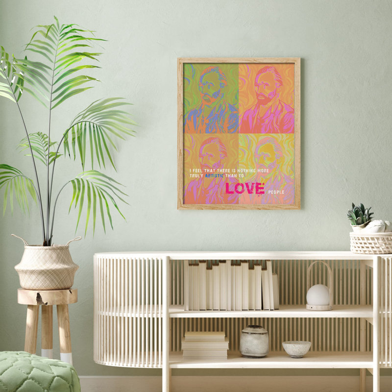 «Love Vincent Van Gogh, rose, bleu, jaune, Andy Warhol, images murales, citation inspirante, décoration de salle de bain» sur papier