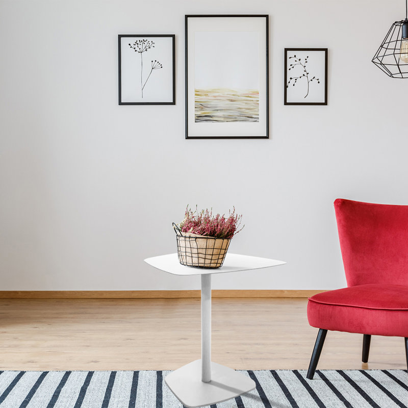 Glenis Iron Top End Table, White