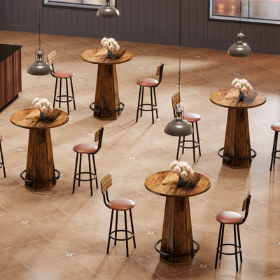 Table de salle à manger ronde 39,4 "de hauteur H, bistro, table de bar pour pub, ensemble de 2