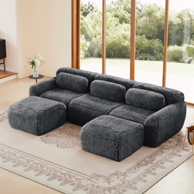 Canapé en U pour salon, Dark Gray, 28.7" H x 114.7" W x 70.4" D