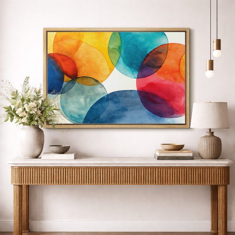 Œuvre abstraite, cercles colorés, images de salon, impression sur toile giclée sur toile, Cadre naturel