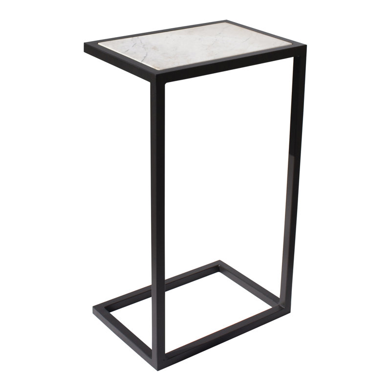 Vegas C End Table, Gold Leaf, Light Travertine
