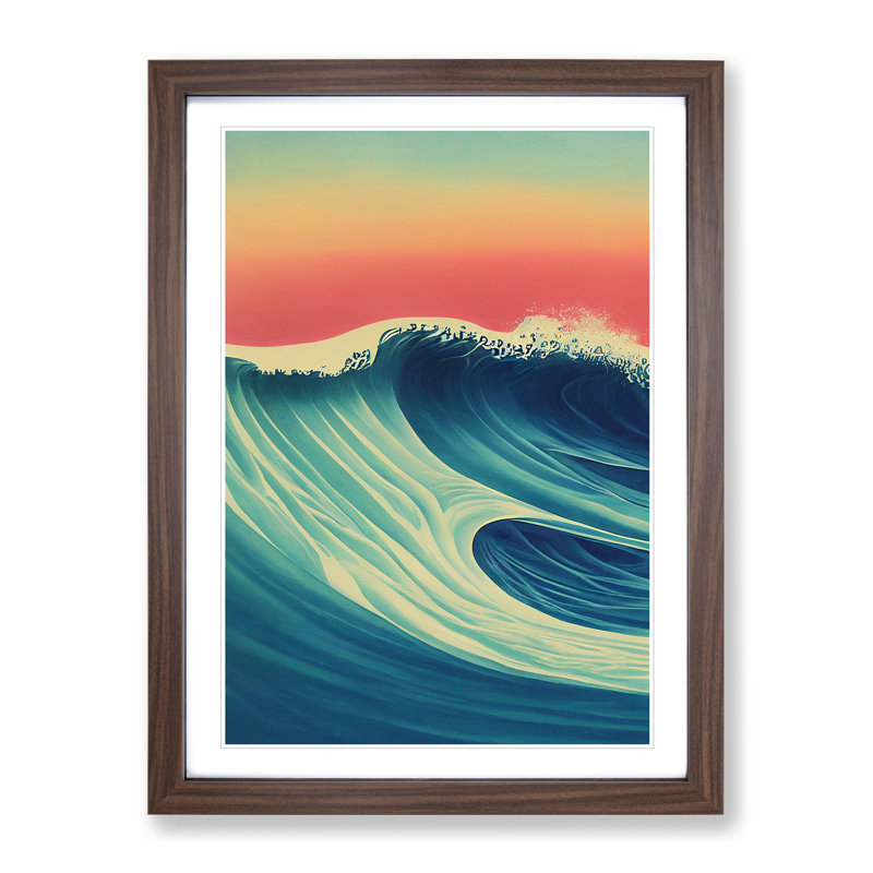 Sunset Ocean Wave No.4 - Framed Print, Oak Framed, 64cm H x 46cm W x 2cm D
