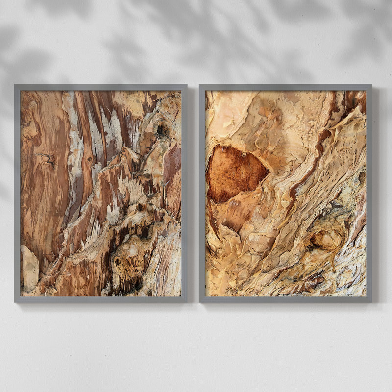 Tree Texture Triptych I-Premium Framed Print -Ready to Hang - No Nails Required - No Nails Required, Green, 21" H x 34" W