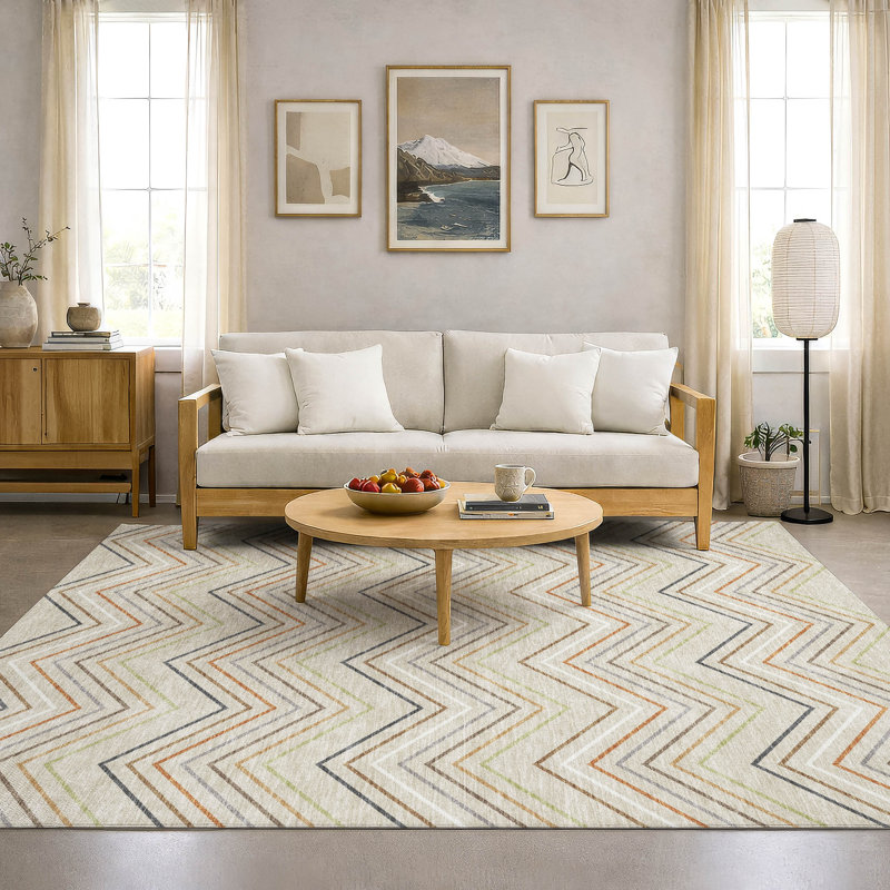 Tapis de qualité supérieure lavable à la machine Mayfield AMF2392, Beige, 5 pi x 7 pi 6 po
