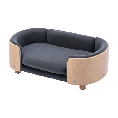 Elevated Pet Bed With Contemporary Scandinavian Style, Solid Oak Legs, Rebound Foam Cushion, - Scratch And Quick Installation Small Size Style Dog Ben