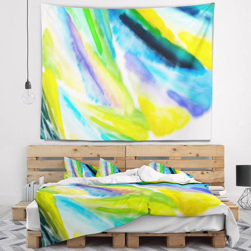 Tapisserie coups brosse abstrait vert vibrant, H 68 po x l 80 po