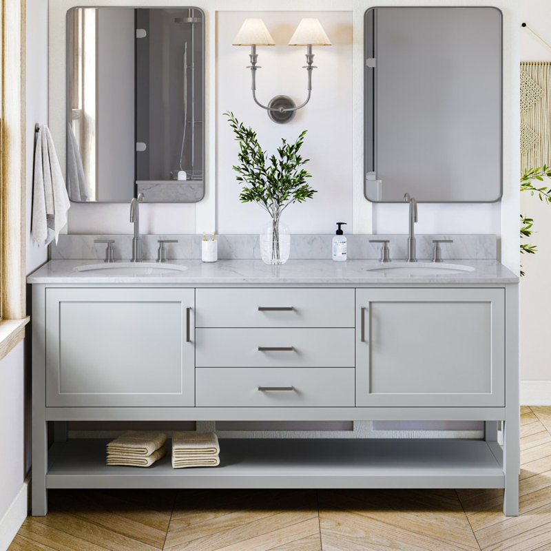 Bayhill 73'' W Double Vanity, 73", White, Oval
