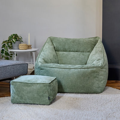 Bean Bag Bazaar Natalia Teddy Armchair Bean Bag and Square Footstool