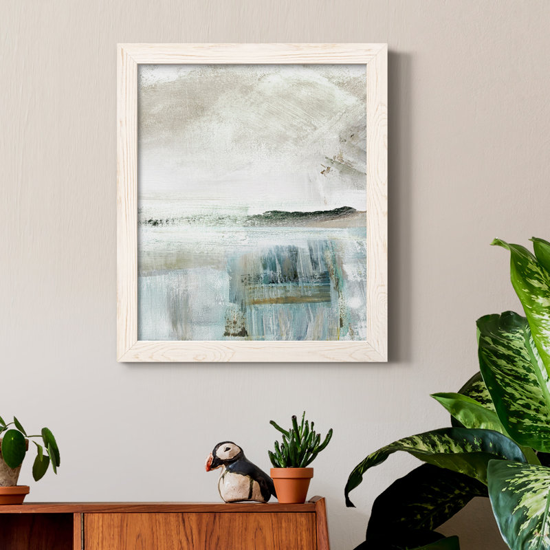 Summer Teal II - peinture sur toile encadrée, H 20 po x l 17 po x P 1,5 po, Blanc