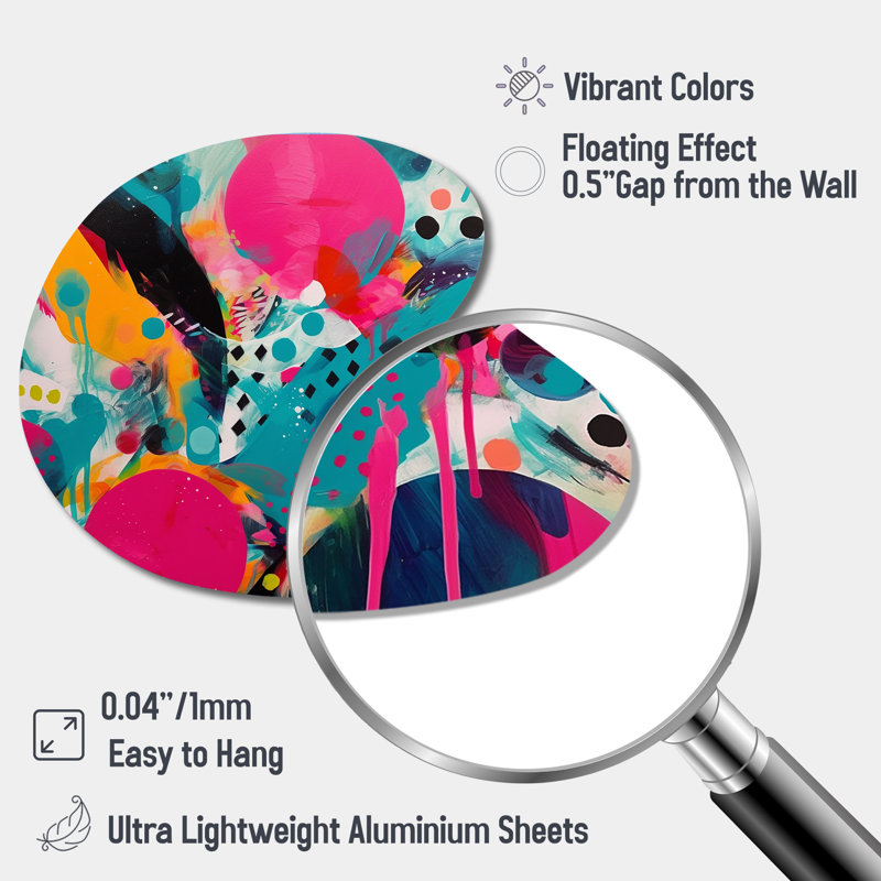 Chimdindu - décoration murale asymétrique abstraite en métal, impression d'art en forme unique rose, H 27 po x l 27 po