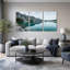 Ensemble de 3 tableaux sur toile représentant un lac de montagne, pour la décoration du salon, de la chambre et de la maison.-129073705