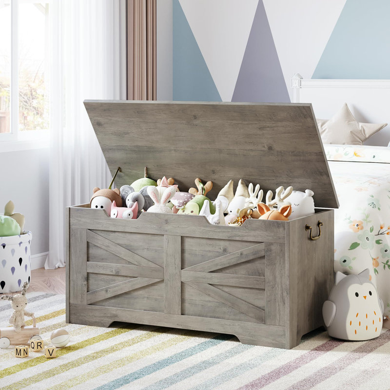 Banc de rangement en bois manufacturé Yeremis, gris