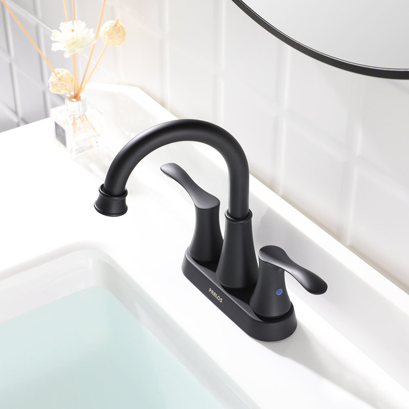 Robinet de salle de bain à 2 poignées avec ensemble de drain Centreset, Noir mat