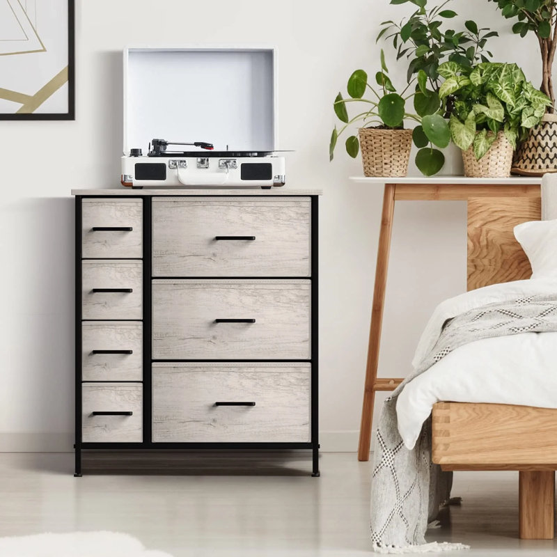 Gray Faux Wood and Steel 6-Drawer Dresser