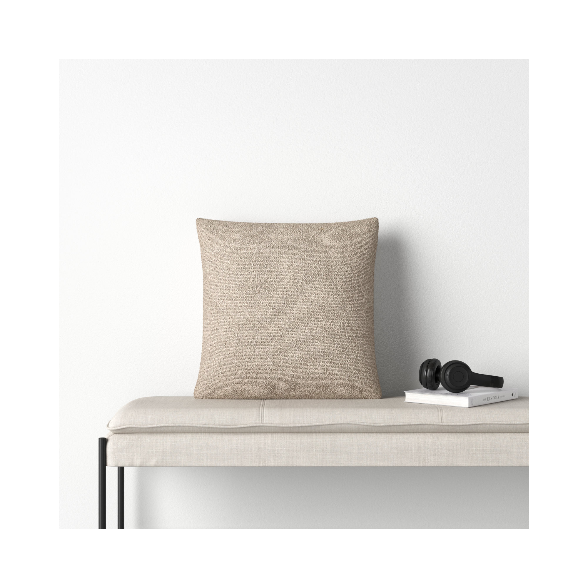 Amalfi Boucle Throw Pillow, Beige, Down, 22" x 22"