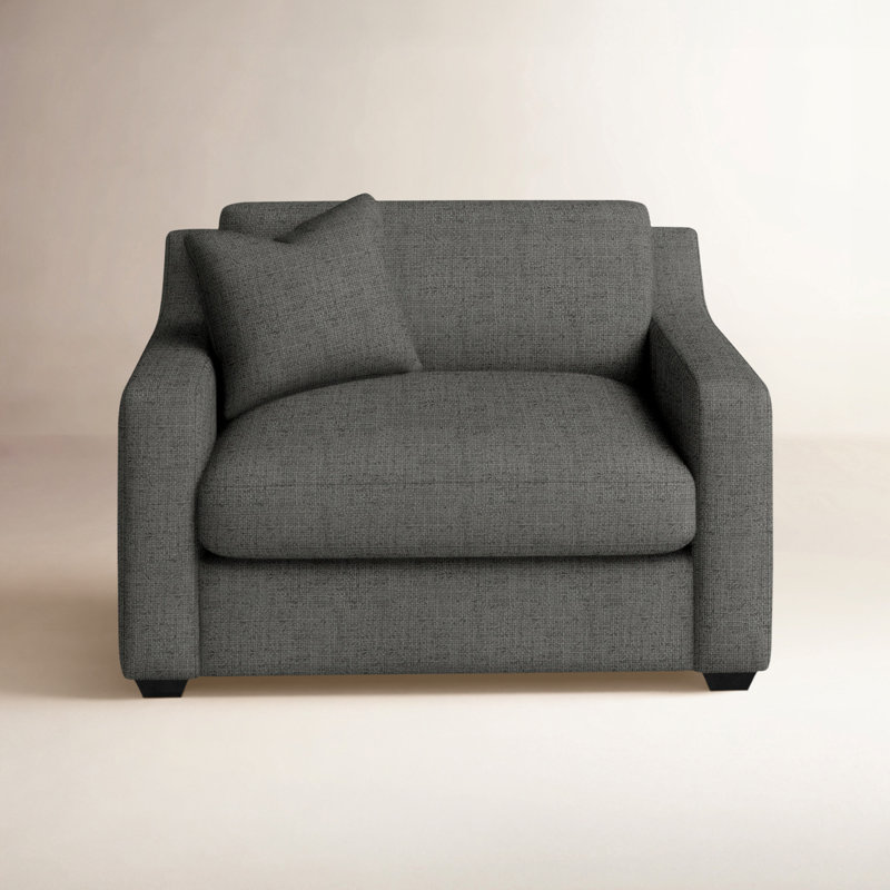 Rhodes Upholstered Armchair, Zuma Charcoal Textured Linen