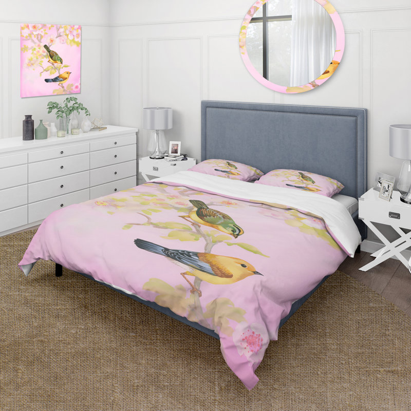 Beautiful Beautiful Brights On Branch - Ensemble de housse de couette traditionnel - Microfibre de polyester