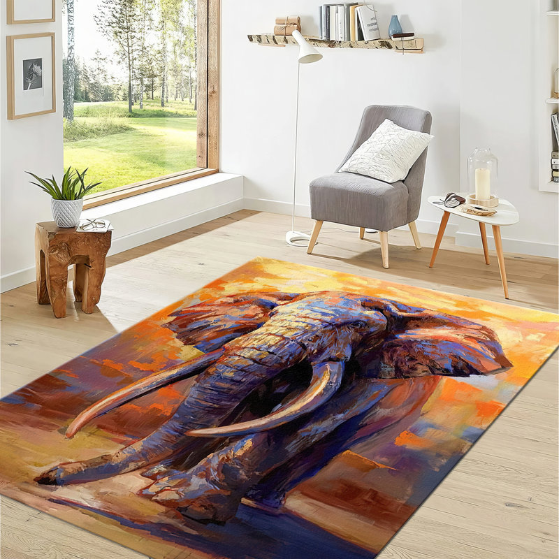 Non-Woven Soft Printed Rug Featuring an Intricate Floral Pattern in Vibrant Hues Ideal for a Stylish Modern Home