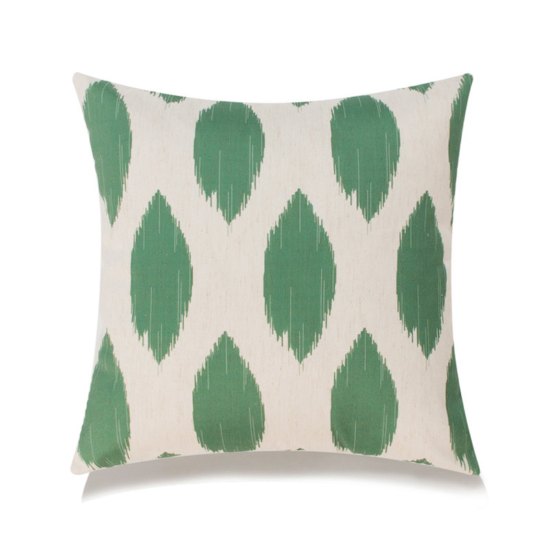 IKAT DOT Floral Feather Throw Pillow, Green