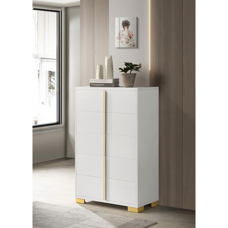 Stuckey 5-drawer Chest, White