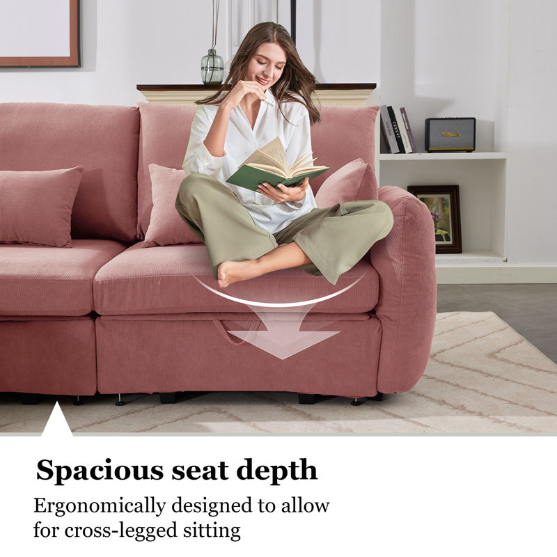 Fauteuil d'appoint moderne en velours côtelé, siège unique avec accoudoirs, Velours côtelé rose