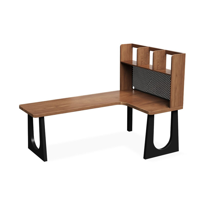 Bureau d'écriture en L en bois massif brun noisette, H 61,02 po x l 78,74 po x P 47,24 po, Retour à droite