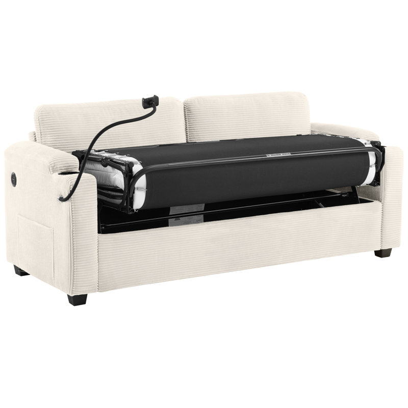 72.8" Sleeper Sofa with Full Size Mattress, Beige 
