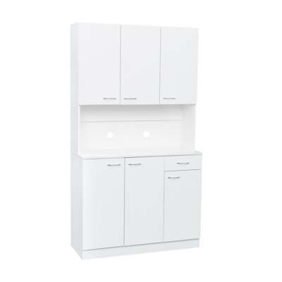 70.87" Tall Wardrobe & Kitchen Cabinet, 6-Door Storage Armoire with Open Shelf & Drawer for Bedroom, Pantry by Latitude Run