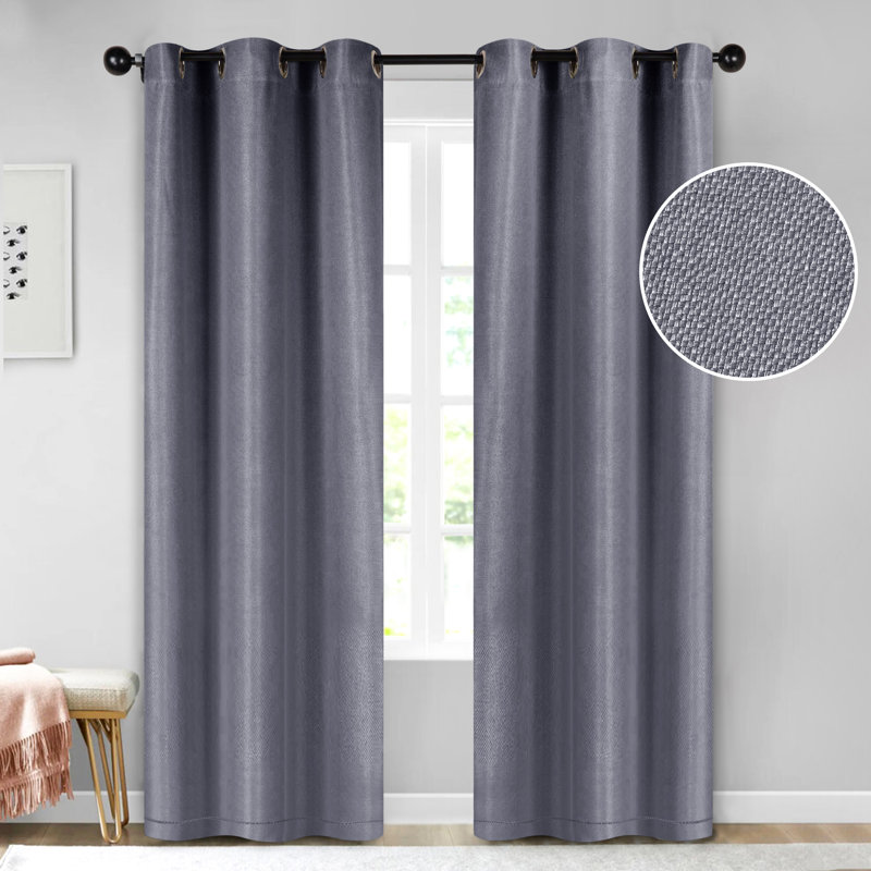 Polyester Thermal Insulated Room Darkening Curtain Panels, 42" W x 108" L, Silver